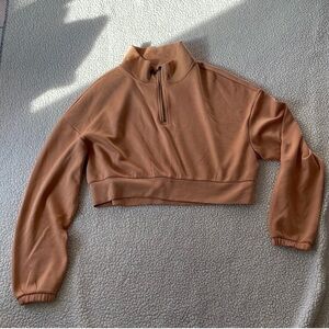 Gilly Hicks active tan cropped half zip sweatshirt S
